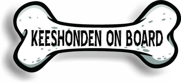 Dog on Board Keeshonden Bone Car Magnet Bumper Sticker 3"x7"