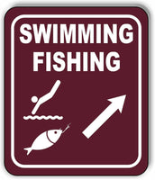 SWIMMING FISHING DIRECTIONAL 45 DEGREES UP RIGHT ARROW Aluminum composite sign