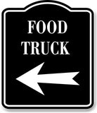 Food Truck Left Arrow BLACK Aluminum Composite Sign
