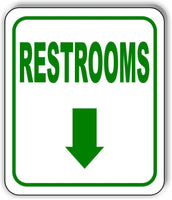 RESTROOMS DIRECTIONAL GREEN 8 Arrow Variations Metal Aluminum composite sign