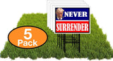 Eco TRUMP NEVER SURRENDER RED BLUE 1 Double Sided 12x16 in Yard Road Sign w/Stand