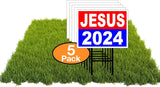 Eco JESUS 2024 1 Double Sided 12x16 in Yard Road Sign w/Stand