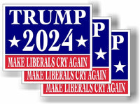 3 Pack Eco Trump 2024 Make Liberals Cry Again Bumper Magnet 4 in x 3 in