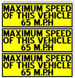 Set of 3 Maximum Speed of This Vehicle 65 M.P.H car Magnet Bumper Sticker Bright Yellow