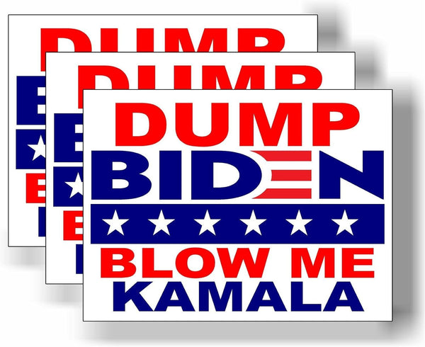 3 Pack Eco Dump Biden Blow Me Kamala Bumper Magnet 4 in x 3 in