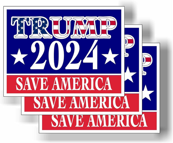 3 Pack Eco Trump 2024 Save America Bumper Magnet 4 in x 3 in