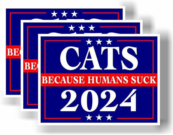 3 Pack Eco Cats Because People Suck 2024 Bumper Magnet 4 in x 3 in