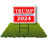 Eco TRUMP 2024 RED KEEP AMERICA GREAT POLITICAL 12x16 in Yard Road Sign w/Stand