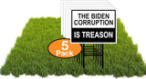 Eco The Biden Corruption Is Treason bw Trump 5 Double Sided 12x16 in Yard Road Sign w/Stand